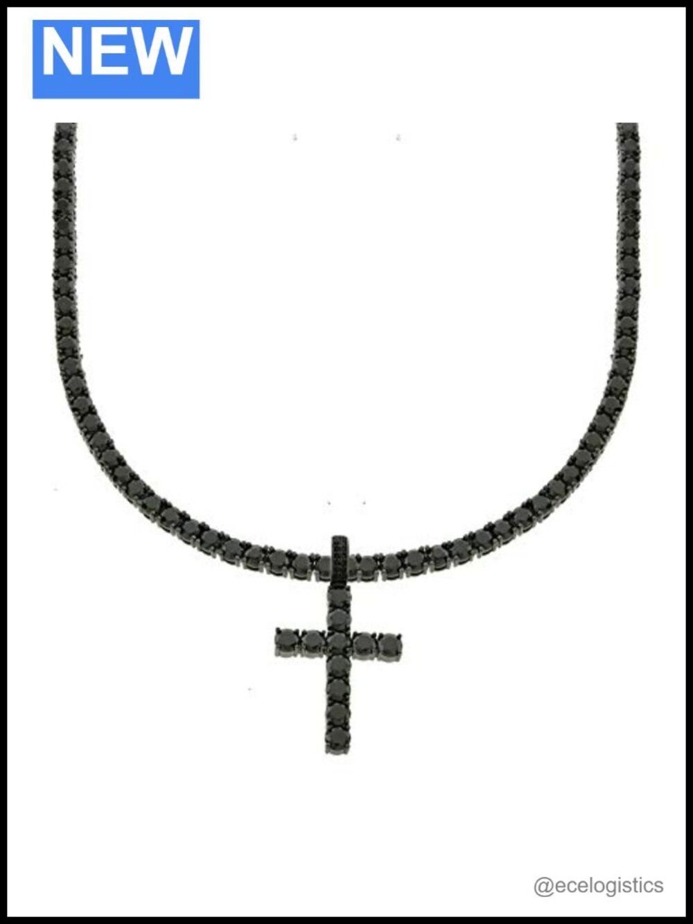 Iced Out Lab Created Diamond Cross Pendant 4mm Tennis Chain Necklace